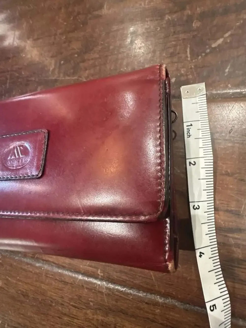 Macel Vintage Red Leather Checkbook Planner Wallet Organizer